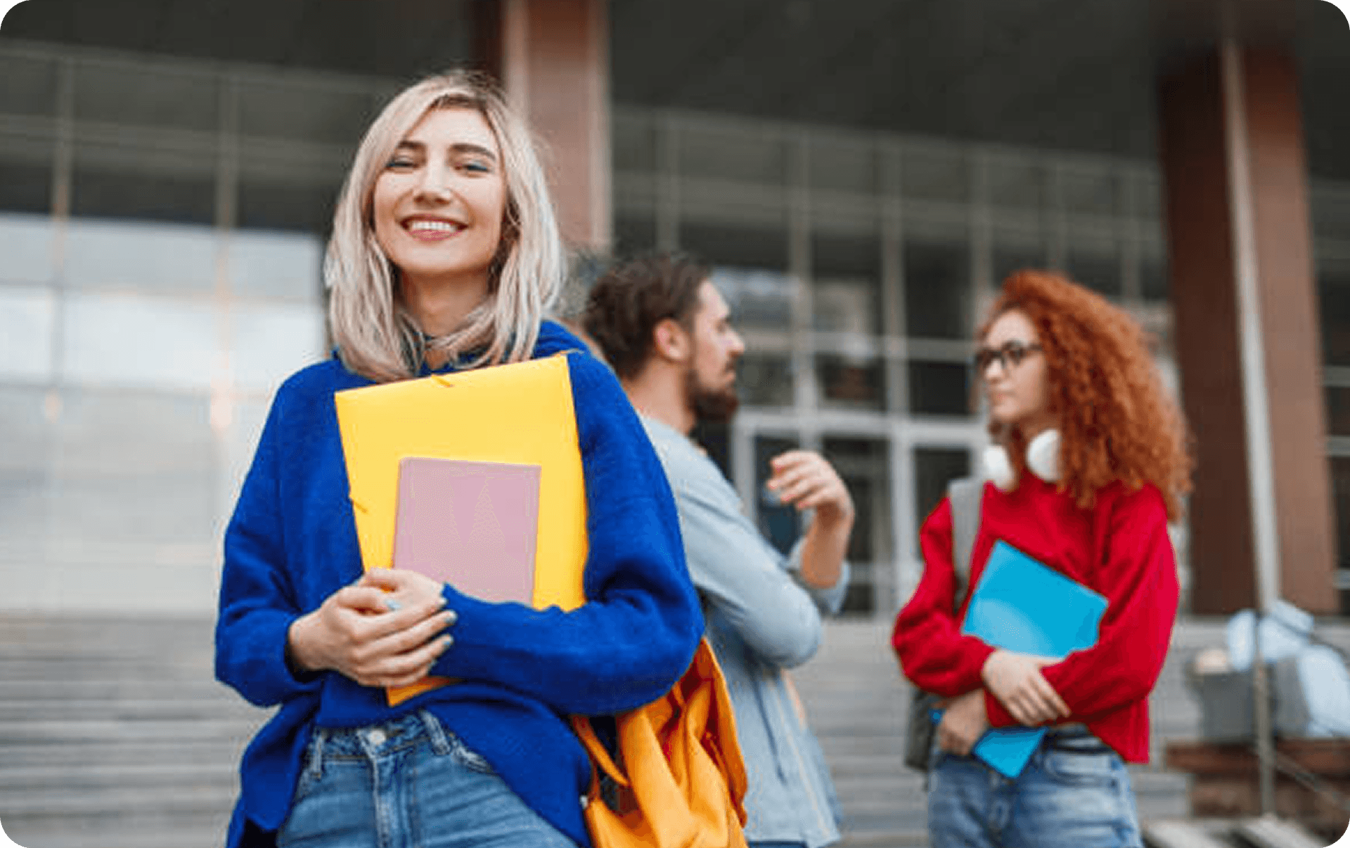 Students with books